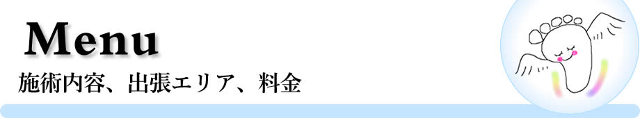 施術内用、料金、施術例、出張爪切りのご案内